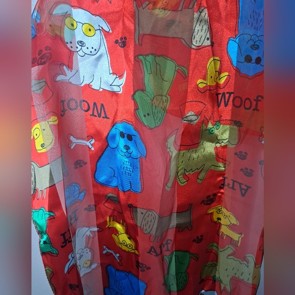 Ruff, Woof, Arf Doggy Print Red Scarf - Picture 3 of 6